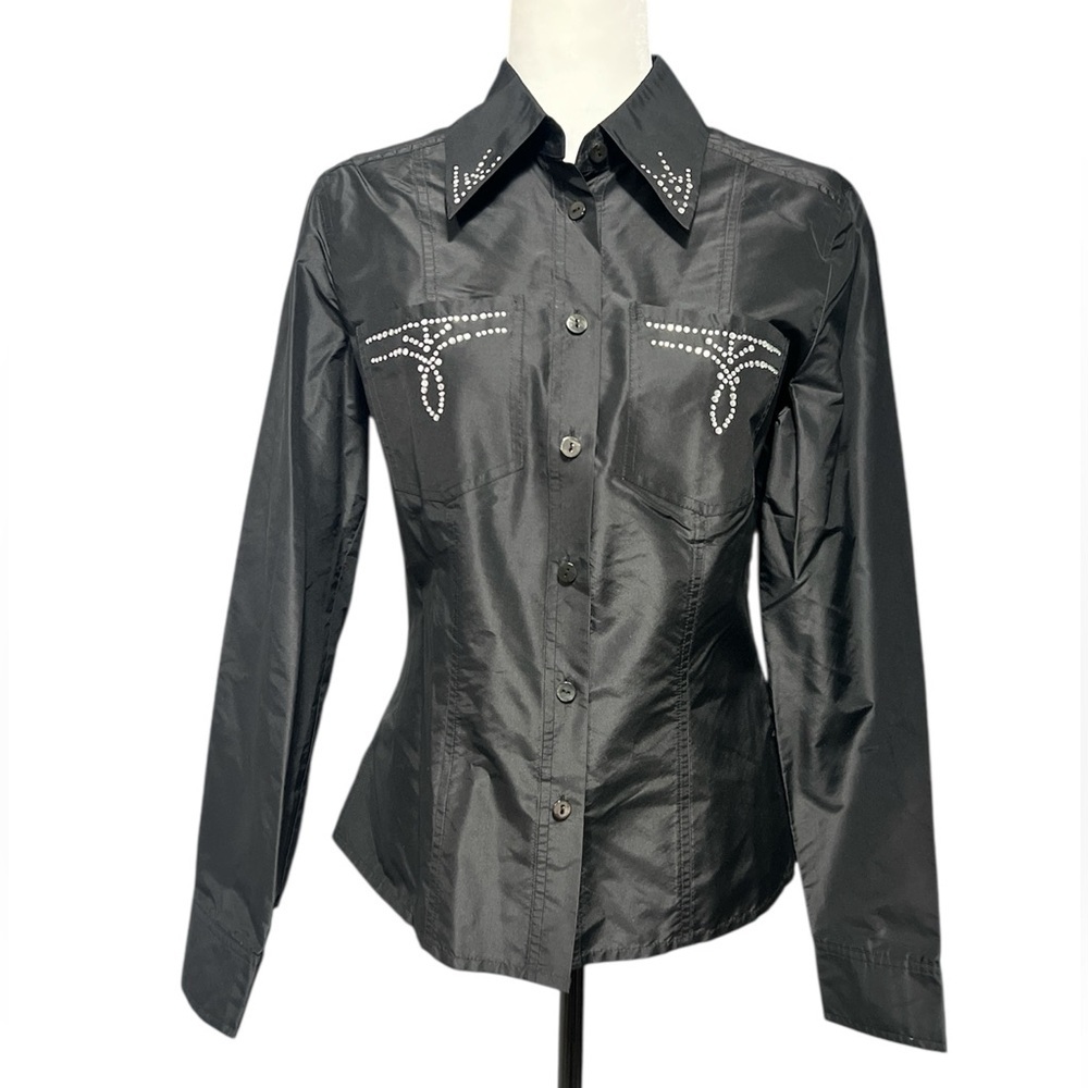 🆕 LUISA SPAGNOLI 100% Silk Long Sleeve Western Style Long Sleeve